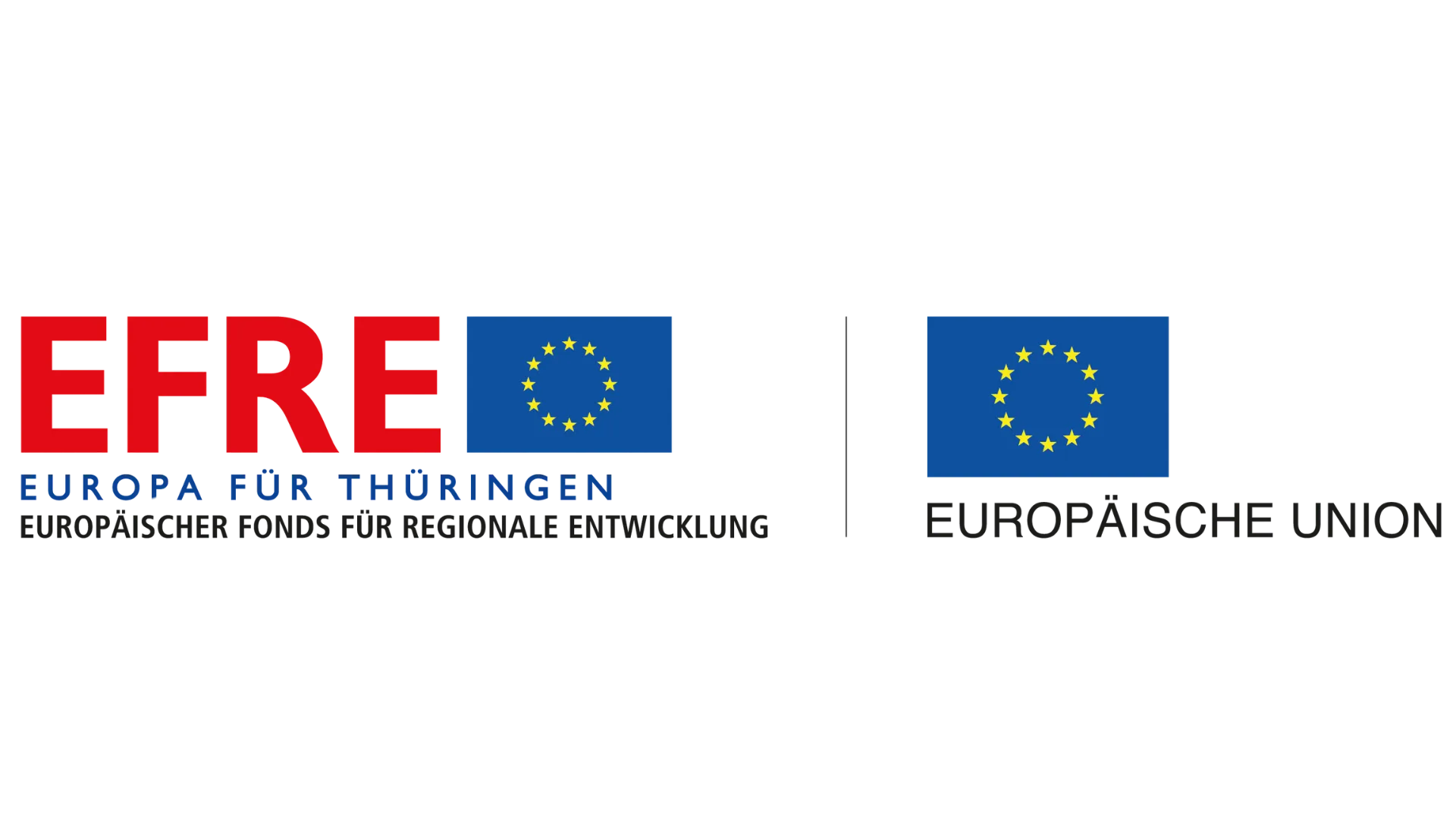 Logo von EFRE Europa für Thüringen mit europäischer Flagge und Text Europäischer Fonds für regionale Entwicklung sowie Logo der Europäischen Union.