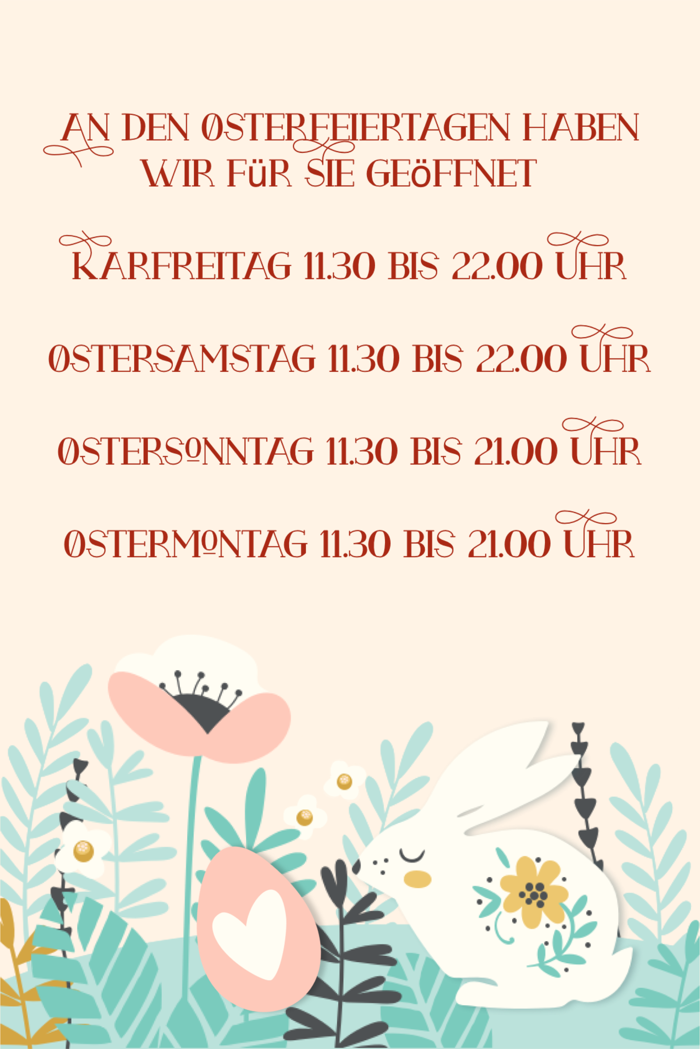 Oeffnung Ostern